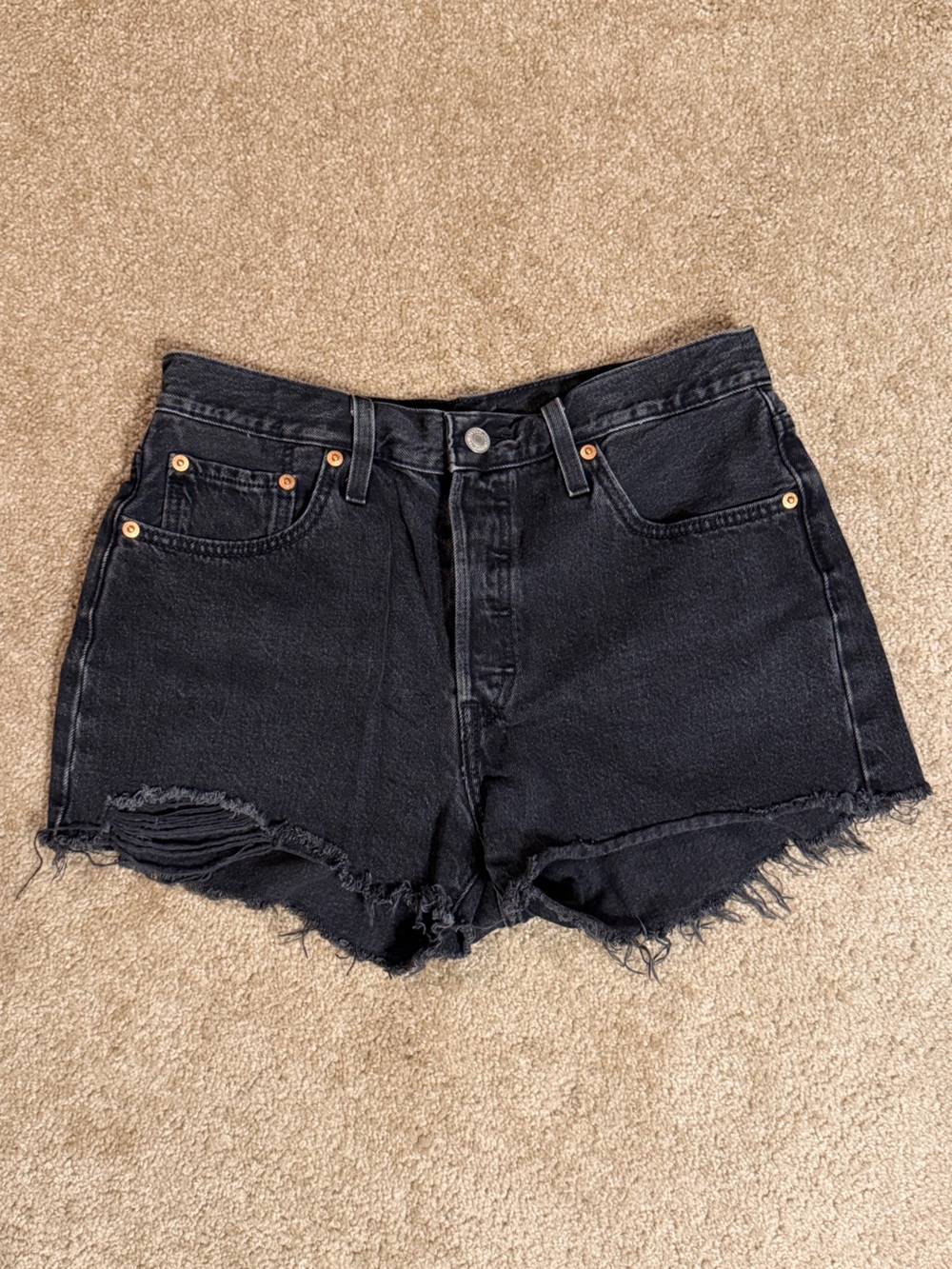 Levi's Black 501 Black Denim Shorts